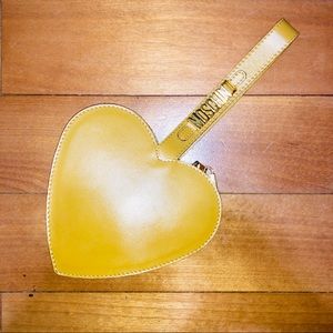 VINTAGE MOSCHINO Cafe Au Lait Heart Wristlet Purse